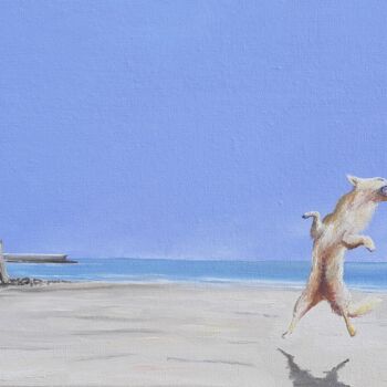 Painting titled "Temps de chien" by Flachet, Original Artwork, Oil Mounted on Wood Stretcher frame