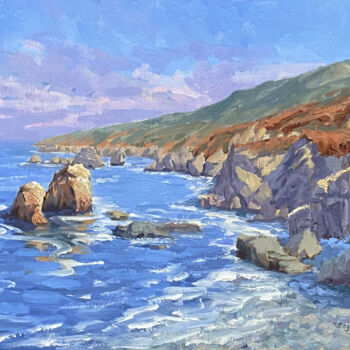 Painting titled "Blue Mist Of Distan…" by Tatyana Fogarty, Original Artwork, Oil Mounted on Other rigid panel