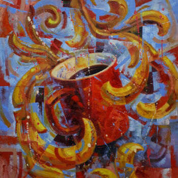 Painting titled "Strong black coffee" by Serhii Voichenko, Original Artwork, Oil