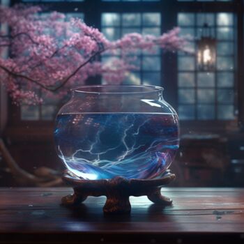 "Stormy glas with a…" başlıklı Dijital Sanat C.Moonheart tarafından, Orijinal sanat, AI tarafından oluşturulan görüntü