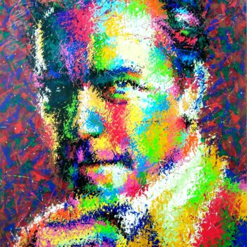 Peinture intitulée "Arnold Schwarzenegg…" par Anatolii Rabkov, Œuvre d'art originale, Acrylique Monté sur Châssis en bois
