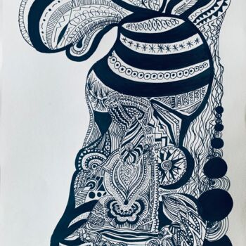 Dessin intitulée "Daydreaming" par Elise H, Œuvre d'art originale, Marqueur