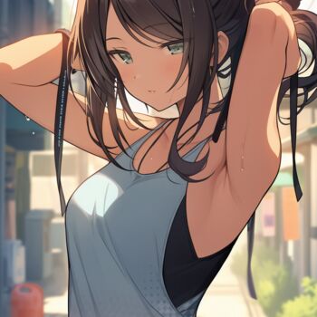 Digital Arts titled "Jogging in the stre…" by C.Moonheart, Original Artwork, AI generated image