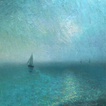 Painting titled "Before the rain 2" by Dmitry Oleyn, Original Artwork, Oil Mounted on Wood Stretcher frame