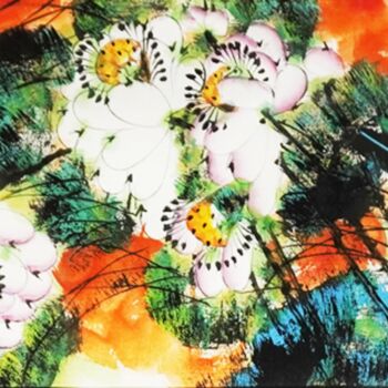 Painting titled "Rhythm of the Lotus…" by Dayou Lu, Original Artwork, Pigments