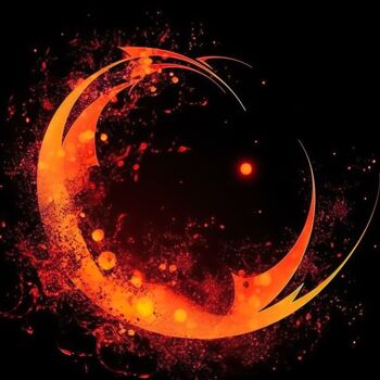 Digital Arts titled "Half red moon" by C.Moonheart, Original Artwork, AI generated image