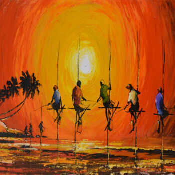 绘画 标题为“Glorious Evenings” 由Aryawansa Kumarasinghe, 原创艺术品, 丙烯 安装在木质担架架上