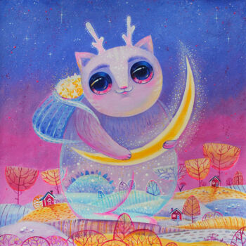 Malerei mit dem Titel "Winter is coming" von Aleksandra Paranchenko, Original-Kunstwerk, Acryl Auf Keilrahmen aus Holz monti…