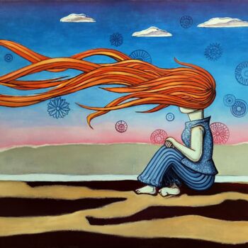 Peinture intitulée "Cheveux au vent" par Pascal Buffard, Œuvre d'art originale, Huile Monté sur Châssis en bois