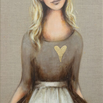 Painting titled "Cendrillon au cœur…" by Isabelle Milloz, Original Artwork, Acrylic Mounted on Wood Stretcher frame