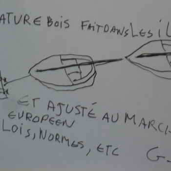 Schilderij getiteld "bateaux en bois" door Ludovic Grumel, Origineel Kunstwerk, Marker