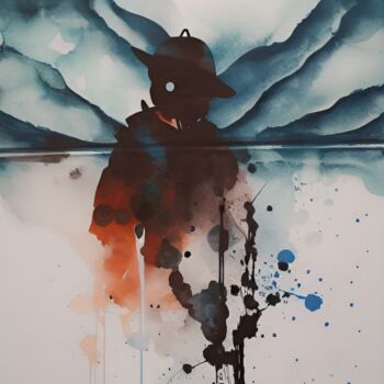 Digital Arts titled "Watercolor blue mon…" by Artynkom, Original Artwork, Watercolor