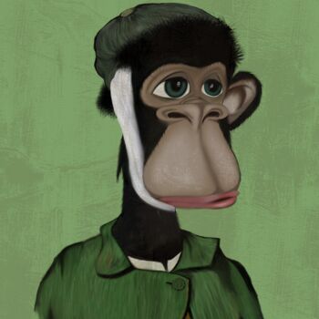 Digital Arts titled "Le singe sui meurt…" by Dounia Jaaboub, Original Artwork, Digital Painting