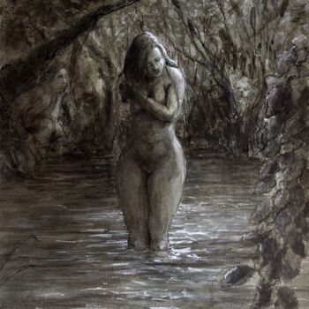 Dessin intitulée "La toilette" par Gilles Glaçon, Œuvre d'art originale, Encre
