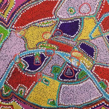 Peinture intitulée "Paris Aborigène" par Angelique Mouton, Œuvre d'art originale, Marqueur