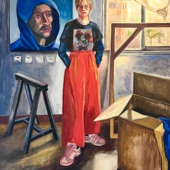 Schilderij getiteld "Sculptor in Studio" door Katia Ansky, Origineel Kunstwerk, Olie