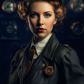 Arte digitale intitolato "Steampunk Lady #1" da Kenny Landis, Opera d'arte originale, Immagine generata dall'IA
