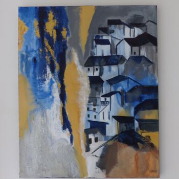 Peinture intitulée "Perché dans la brume" par Môm, Œuvre d'art originale, Acrylique Monté sur Châssis en bois