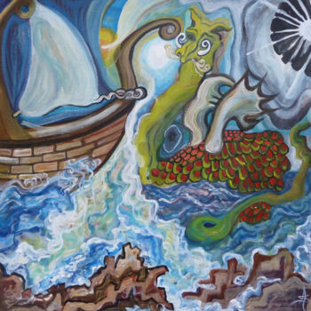 Peinture intitulée "Monstre marin" par Aurélie Sarrazin, Œuvre d'art originale, Acrylique