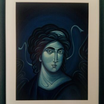 Pintura intitulada "Angel (egg tempera…" por Miljana Marković, Obras de arte originais, Pigmentos Montado em Cartão