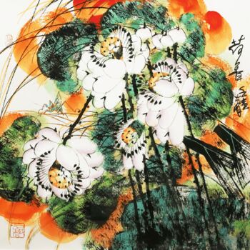「Fragrance of lotus…」というタイトルの絵画 Dayou Luによって, オリジナルのアートワーク, 顔料