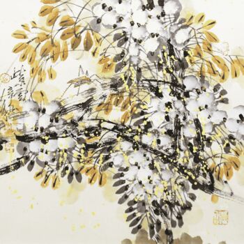 Painting titled "Purple cloud 紫云 （No…" by Dayou Lu, Original Artwork, Pigments
