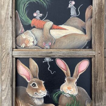 제목이 "Les lapins et souris"인 미술작품 Annemarie Laffont로, 원작, 아크릴