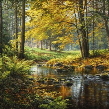 「Autumn melody」というタイトルの絵画 Viktar Yushkevich Yuvartによって, オリジナルのアートワーク, アクリル