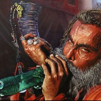 Pintura intitulada "Sufi Saints/ Malang" por Oriental Empyrean - The Art Gallery, Obras de arte originais, Óleo