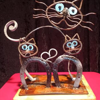 Sculpture titled "Famille" by Michel Gomez, Original Artwork, Stainless Steel