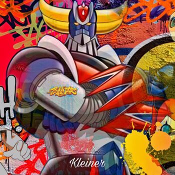 Painting titled "Street Goldorak ast…" by Dominique Kleiner, Original Artwork, Digital Painting