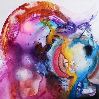Painting titled "SOIERIE / SILK" by Michele Madeleine Guillot, Original Artwork, Acrylic Mounted on Wood Stretcher frame