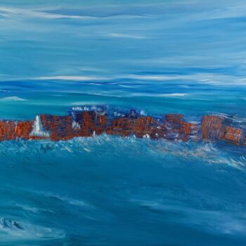 Painting titled "St Malo, Or Blanc" by Nathalie Fernandes (Natys), Original Artwork, Oil Mounted on Wood Stretcher frame