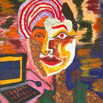 Pintura titulada "Computer Lady" por Ciru Ivy, Obra de arte original, Oleo