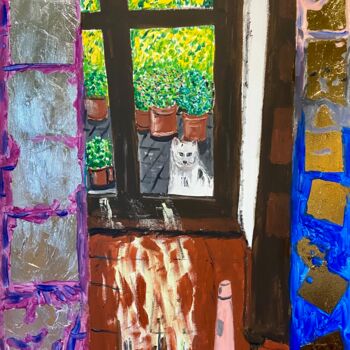 Painting titled "Sbirciando" by Mario Pratesi, Original Artwork, Oil