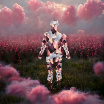 Digital Arts titled "Man in a field of p…" by Kristika, Original Artwork, Photo Montage