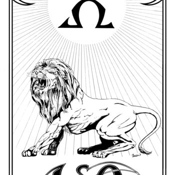 数字艺术 标题为“Leo Zodiac Sign” 由Moreno Franco, 原创艺术品, 墨