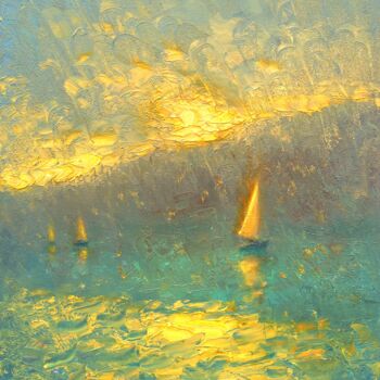 Ζωγραφική με τίτλο "Evening 24" από Dmitry Oleyn, Αυθεντικά έργα τέχνης, Λάδι Τοποθετήθηκε στο Ξύλινο φορείο σκελετό