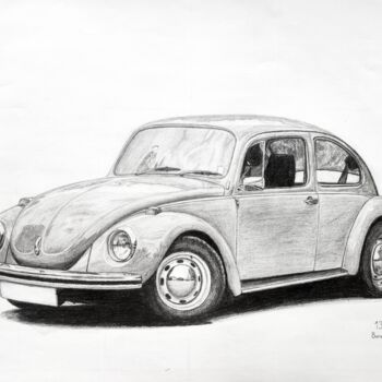 Dibujo titulada "Vw Beetle" por Burak Aslan, Obra de arte original, Carbón