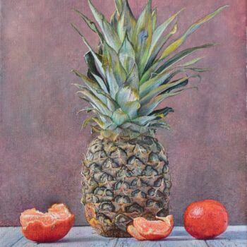 Painting titled "Tropical fruits" by Sergey Suslov, Original Artwork, Oil Mounted on Wood Stretcher frame