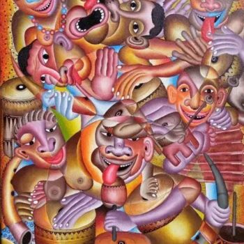 Ζωγραφική με τίτλο "Circumcision Ceremo…" από Oriental Empyrean - The Art Gallery, Αυθεντικά έργα τέχνης, Ακρυλικό