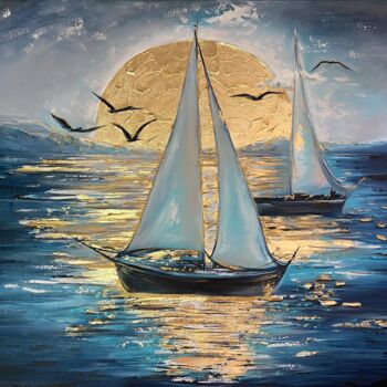 Painting titled "Золото океана" by Anna Andrushok, Original Artwork, Oil