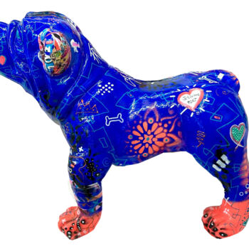 Painting titled "Love my bouledogue" by Patricia Ducept (Art'Mony), Original Artwork, Resin
