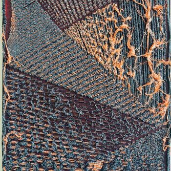 Textile Art titled "Incendio" by Andrea Simone Peruzzo, Original Artwork, Fabric Mounted on Wood Stretcher frame