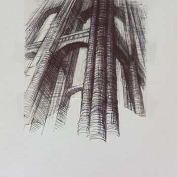 Tekening getiteld "Architecture Imagin…" door Claude Duvauchelle, Origineel Kunstwerk, Balpen