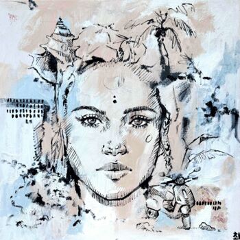 Painting titled "BALINESE ARTIFACTS" by Marina Ogai, Original Artwork, Oil
