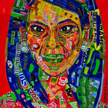 Collages titled "Lucy Liu" by Martin Pollak, Original Artwork, Collages Mounted on Cardboard