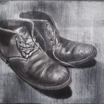 Pintura intitulada "Old shoes" por Yan Vita, Obras de arte originais, Carvão