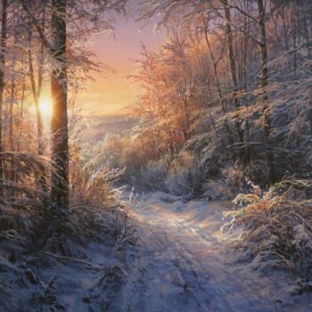 「Magic winter evening」というタイトルの絵画 Viktar Yushkevich Yuvartによって, オリジナルのアートワーク, アクリル
