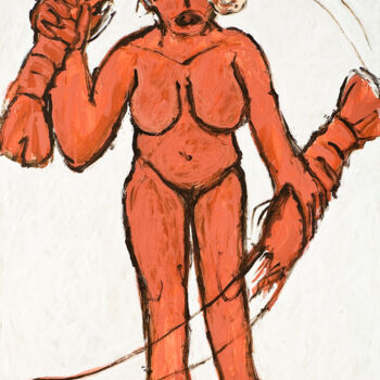 Mujer con langosta.  -  Woman with lobster.